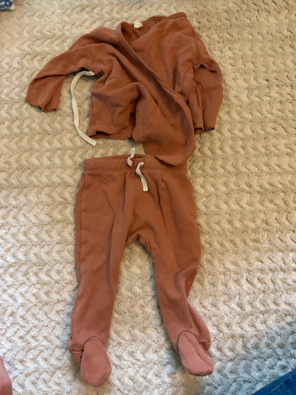 Quincy Mae Rust-Colored Knit Footed Jumpsuit